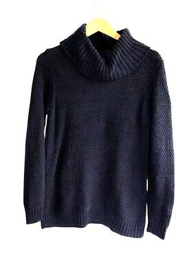HILARY RADLEY- WOMEN'S LONG SLEEVE COWL NECK KNIT BLUE SWEATER SIZE MEDIUM